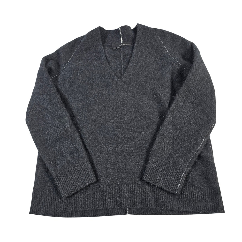360CASHMERE Men's Charcoal Gray V‎ Neck Sweater 100 Percent Cashmere Size M